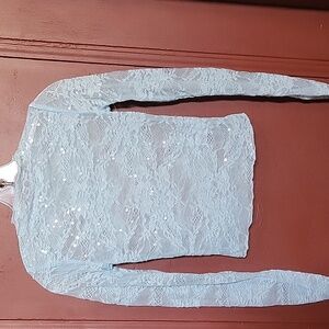 Light Blue Lace Long Sleeve Top Size S, By Wild Fable